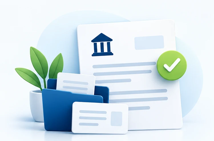 Illustratie van bankdocumenten en gecontroleerde informatie
